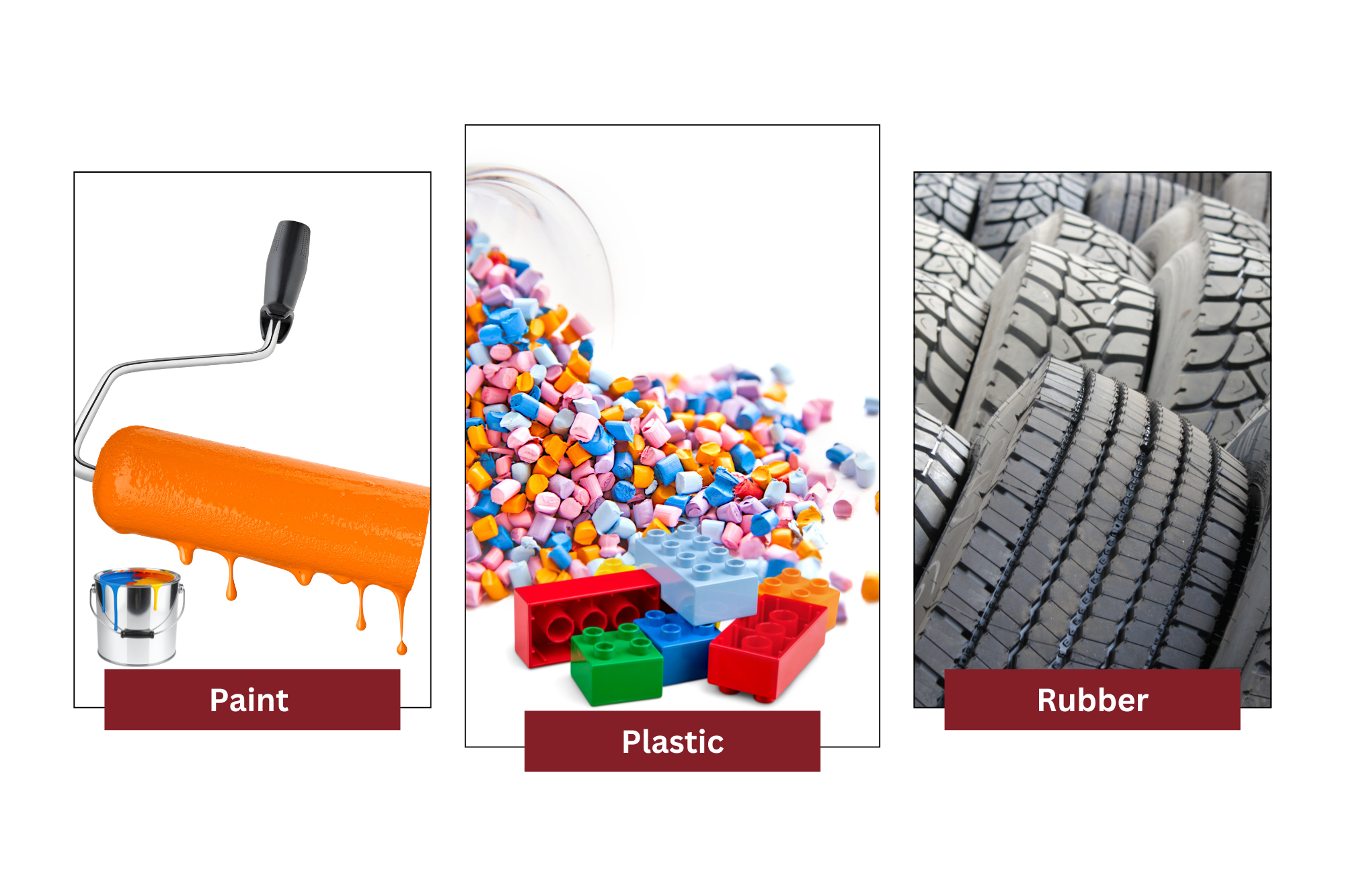 Rubber, plastics and paint minerals